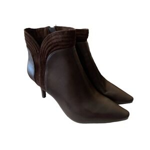 East 5th Womens Faux Leather Suede Ankle Bootie Nicolette Brown Boots 9M New